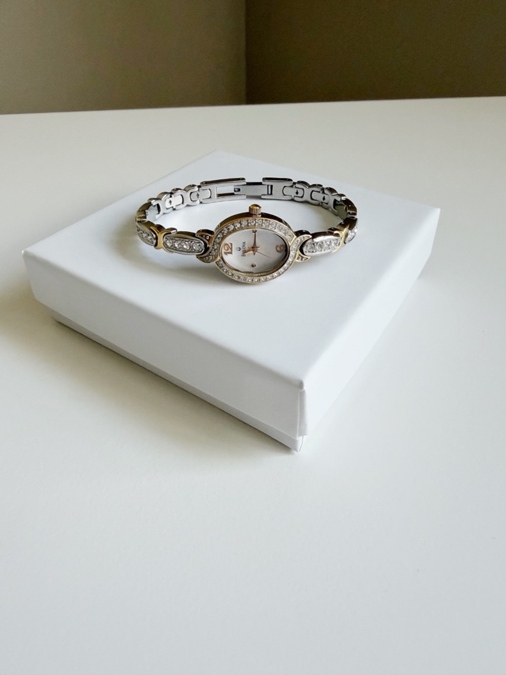 Bulova Swarovski Crystal Two Tone Petite Watch